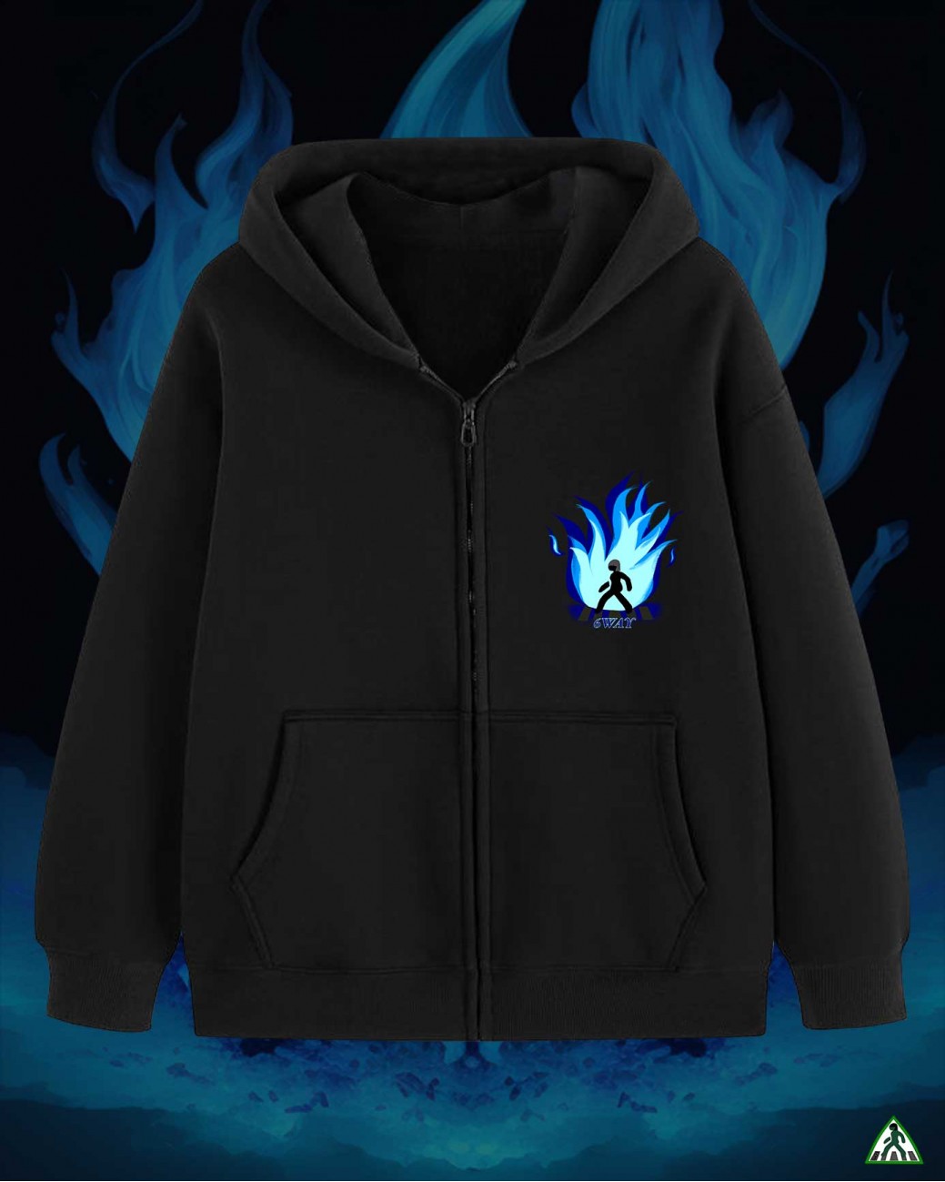 Blue Fire Zip Up Hoodie