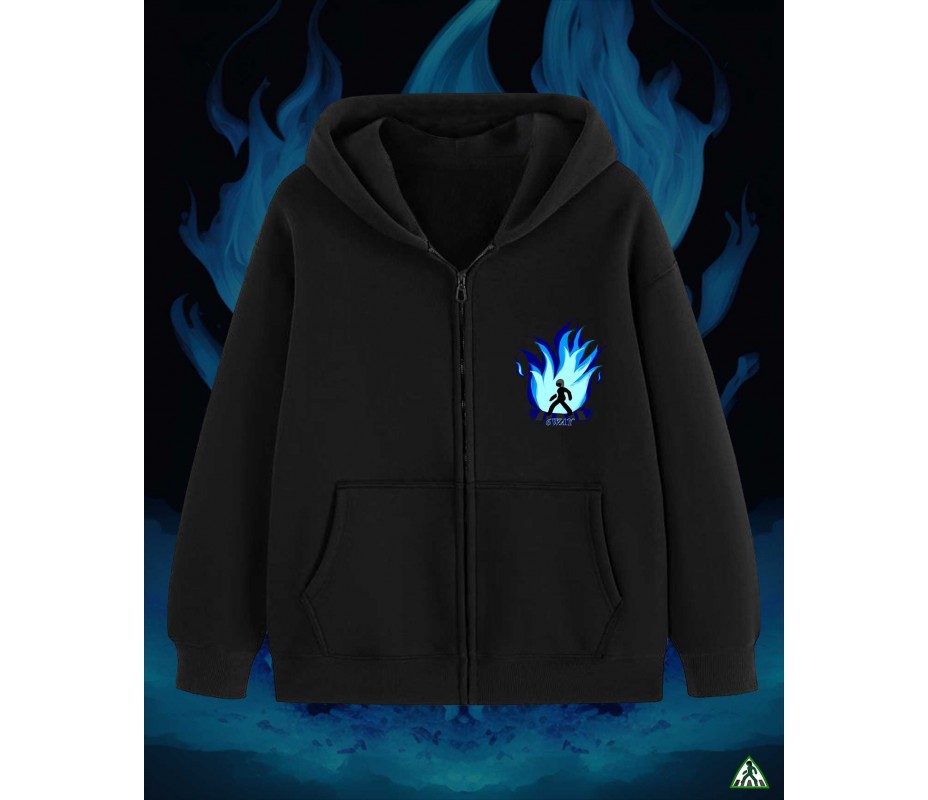 Blue Fire Zip Up Hoodie