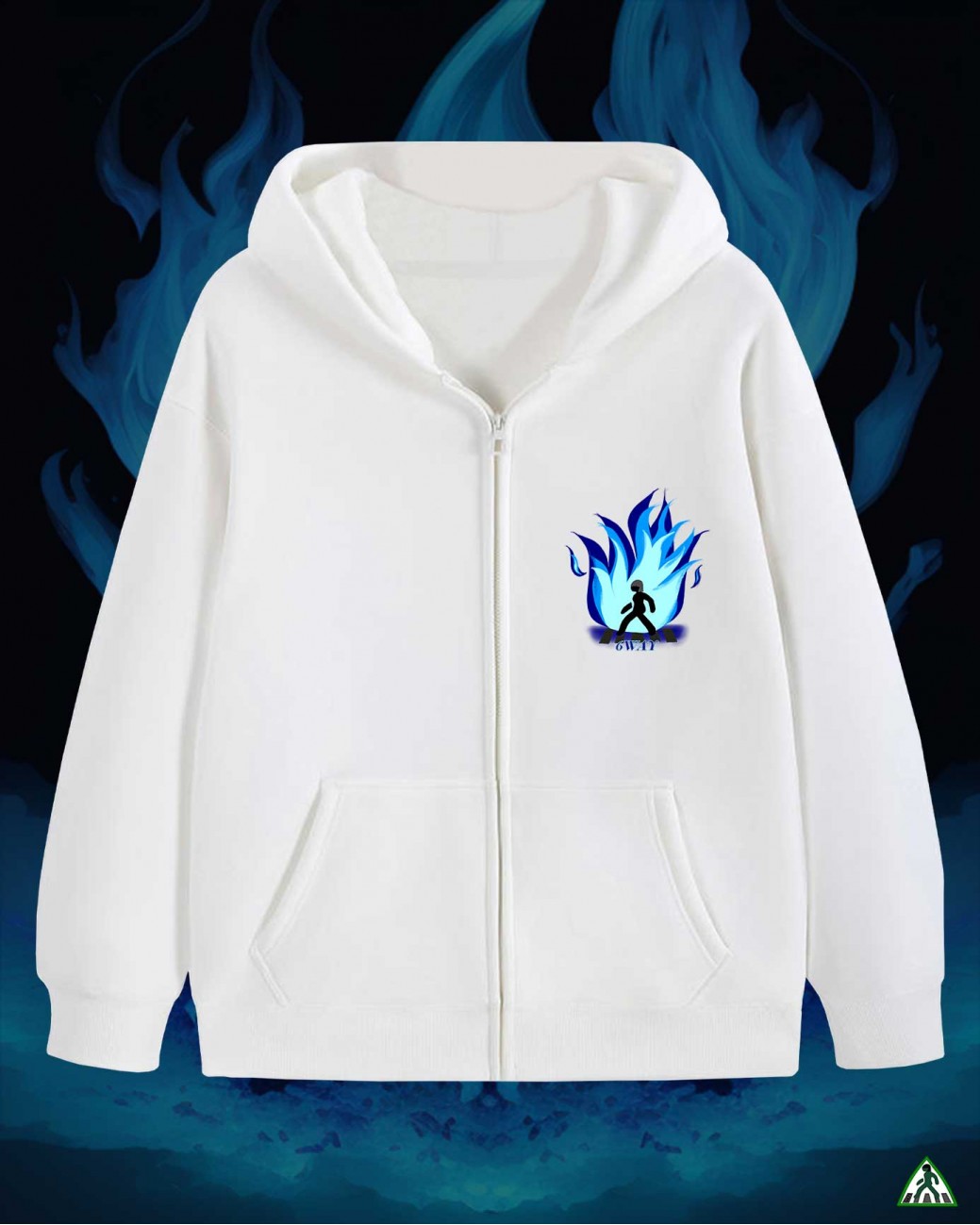 Blue Fire Zip Up Hoodie